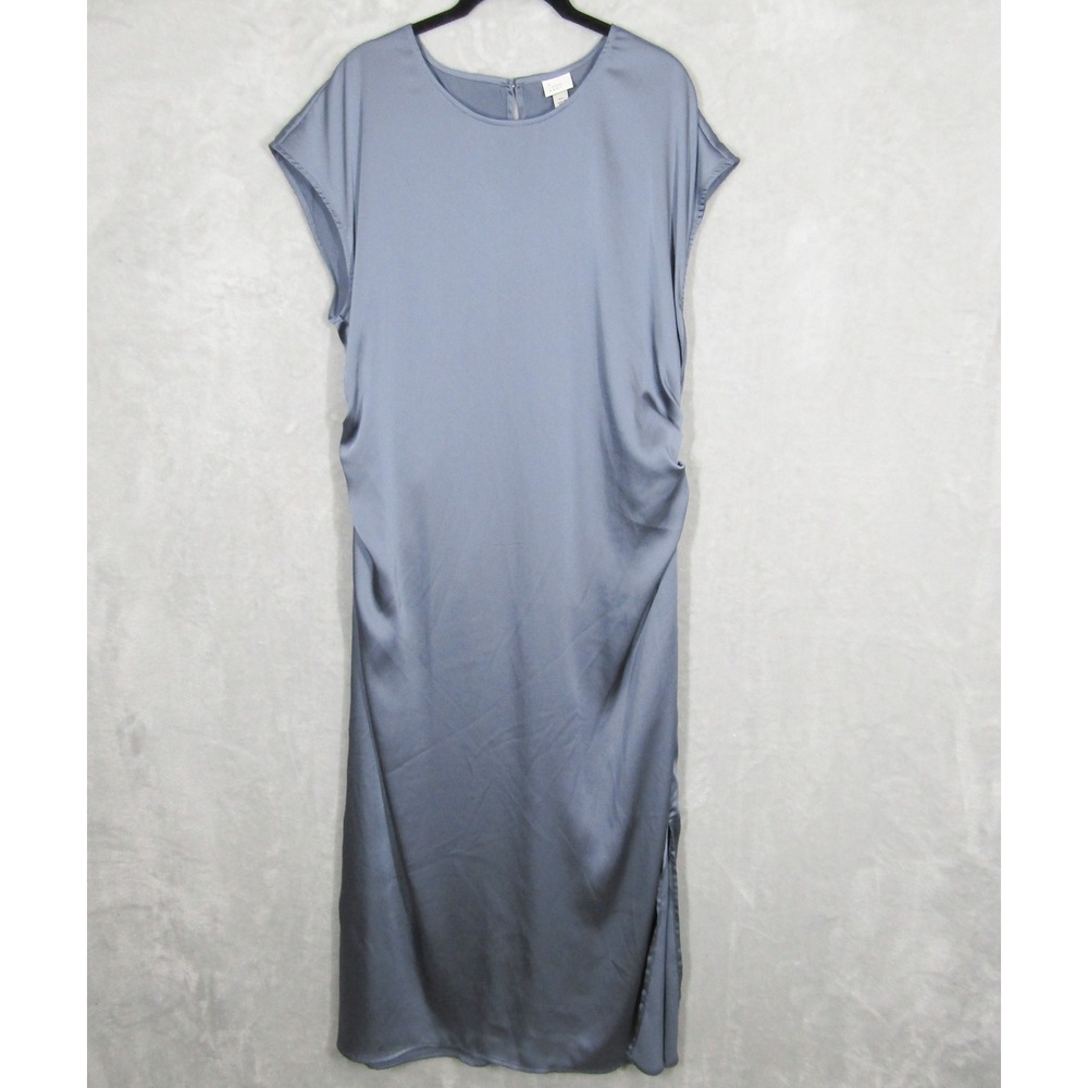 a new day Light Blue Satin Midi Dress